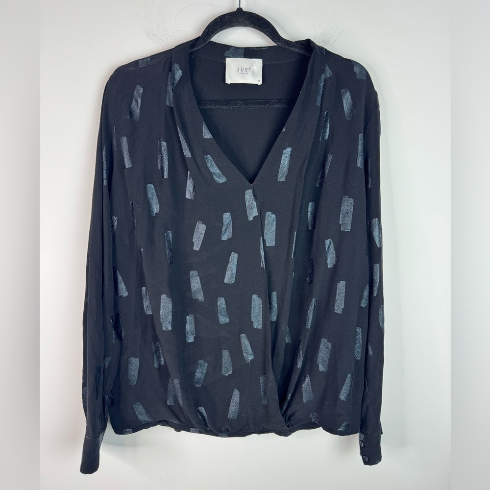 Just Female Wrap Blouse Black foil Medium